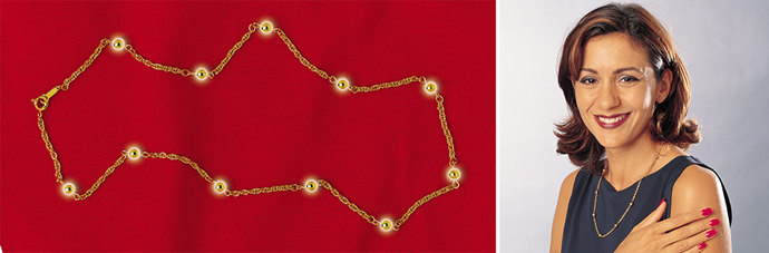 Magnetisch Collier, Deze fijne goudkleurige halsketting bevat maar liefst 11 heilzame magneten