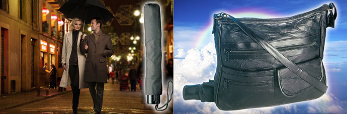 UmbrellaBag® met paraplu, Laat u niet meer verrassen door een regenbui met deze opmerkelijke handtas